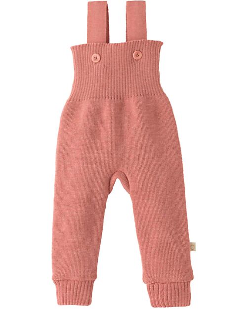 Disana Knitted Trousers - Soft Pink - 100% GOTS Certified Organic Merino Wool Dungarees