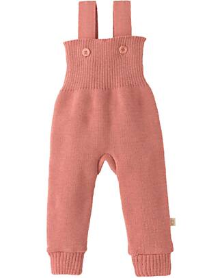 Disana Knitted Trousers - Soft Pink - 100% GOTS Certified Organic Merino Wool Dungarees