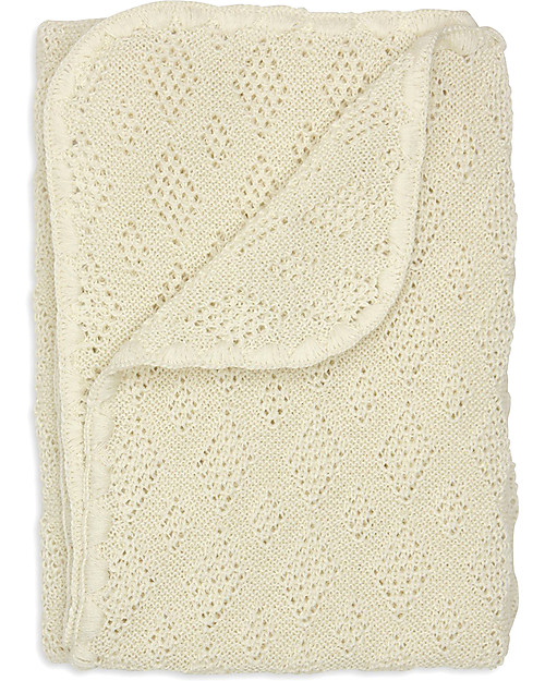 Disana Knitted Woollen Baby Blanket, Natural 80 x 100 cm - Pure Merino Wool Muslin Swaddle