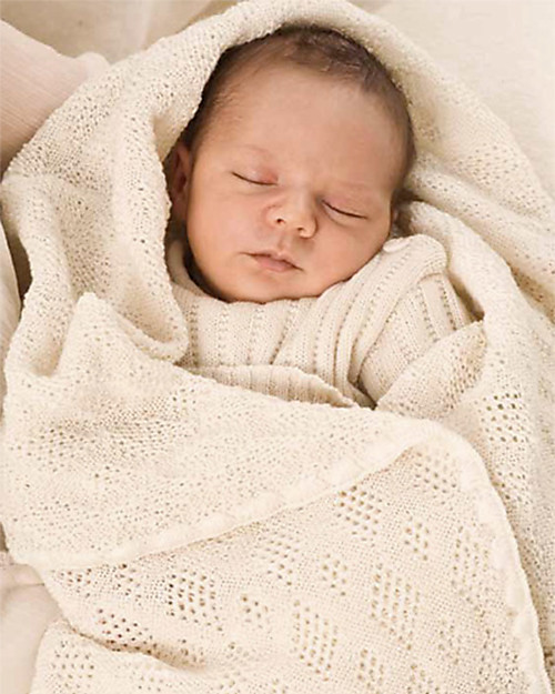 Disana Knitted Woollen Baby Blanket, Natural 80 x 100 cm - Pure Merino Wool Muslin Swaddle