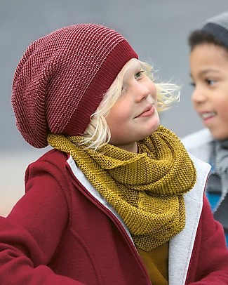 Disana Long-Beanie, Bordeaux Rose - 100% merino wool Hats