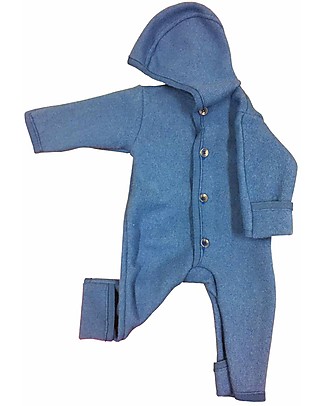 Disana Long Sleeved Boiled Wool Overall, Blue Snowsuits