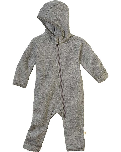 Disana Long Sleeved Boiled Wool Overall - Grey - Merino Wool Snowsuits