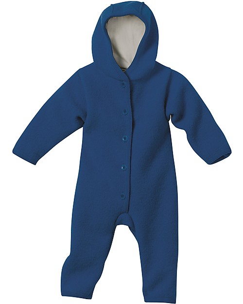 Disana Long Sleeved Boiled Wool Overall, Navy Blue Snowsuits