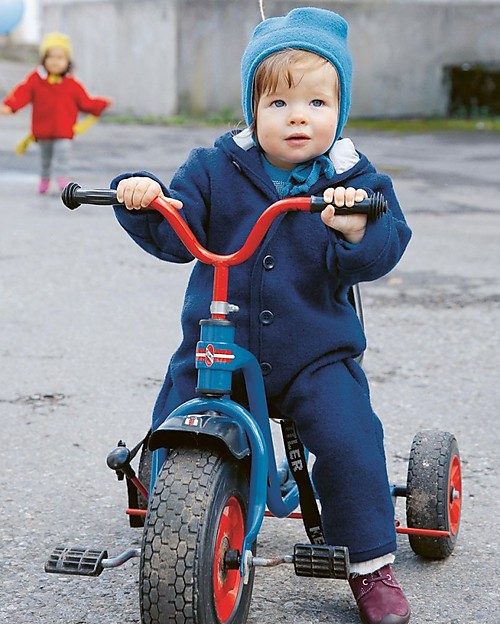 Disana Long Sleeved Boiled Wool Overall, Navy Blue Snowsuits