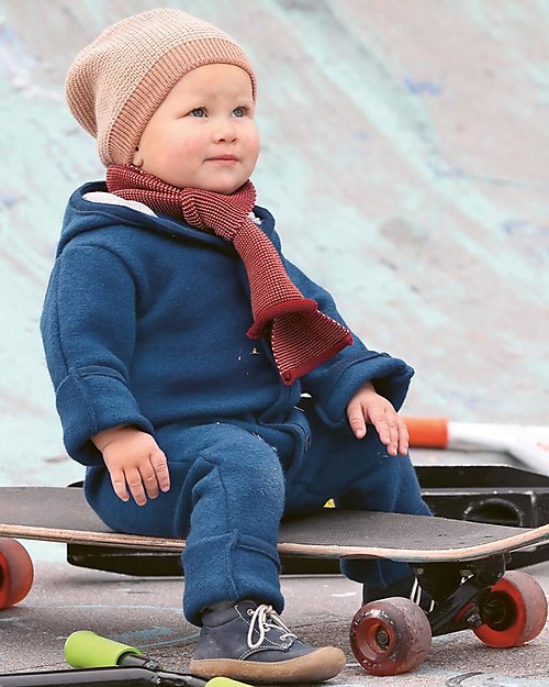 Disana Long Sleeved Boiled Wool Overall, Navy Blue Snowsuits