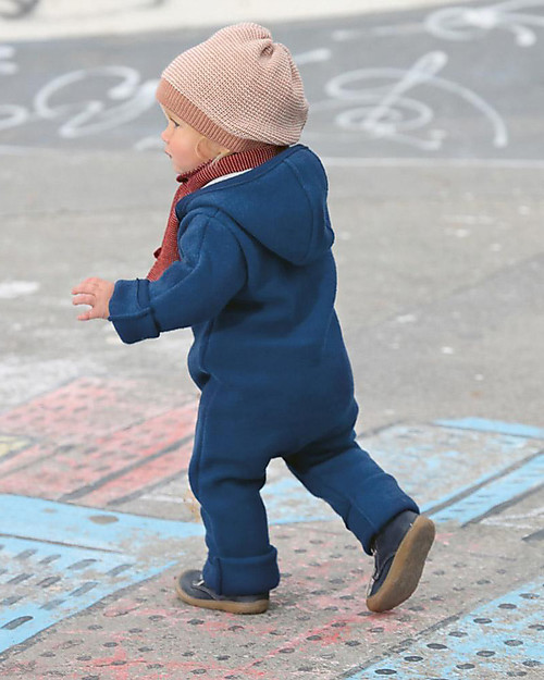 Disana Long Sleeved Boiled Wool Overall, Navy Blue Snowsuits