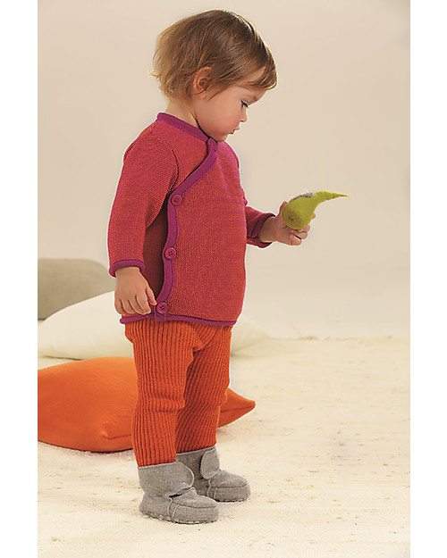 Disana Melange Jacket, Berry Melange - Pure merino wool Cardigans