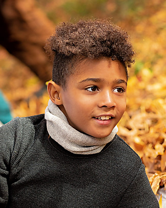 Disana Tube Scarf in Merino Wool - Grey Natural - Kids or Adult Size Scarves And Shawls