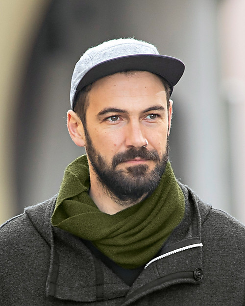 Disana Tube Scarf in Merino Wool - Olive Anthracite - Kids or Adult Size Scarves