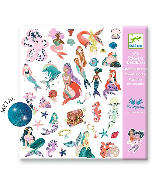 Djeco 160 Sticker Kit - Sparkling Mermaids Theme - 4+ years Stickers & Stamps Sets