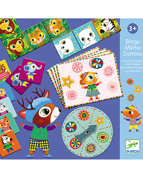 Djeco 3 Games in 1 - Bingo + Memo + Domino Board Games