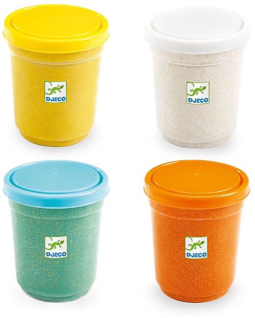 Djeco 4 Tubes of Play Dough - Glitter - 140gr Creative Toys