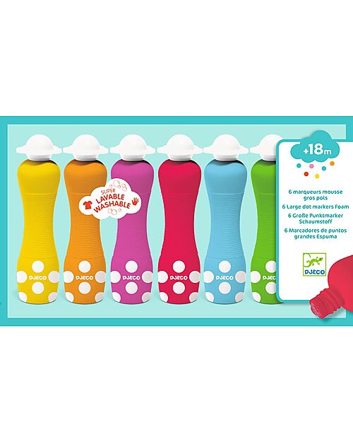Djeco 6 Ergonomic Markers for Children - from 18 months Draw And Color