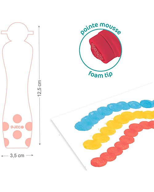 Djeco 6 Ergonomic Markers for Children - from 18 months Draw And Color