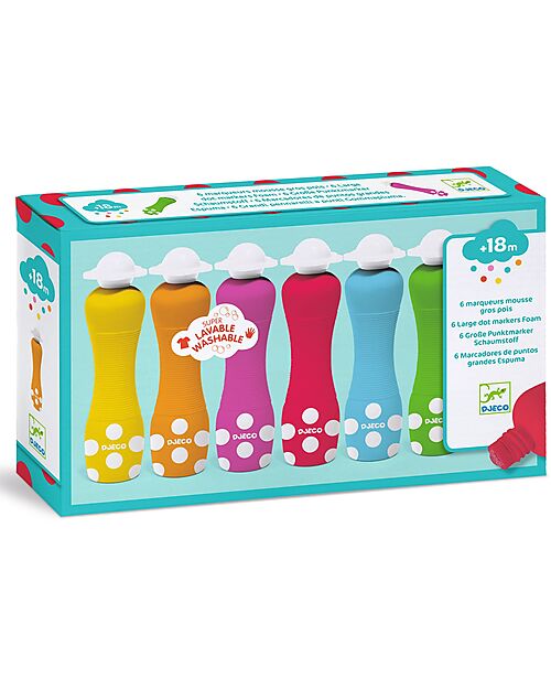 Djeco 6 Ergonomic Markers for Children - from 18 months Draw And Color