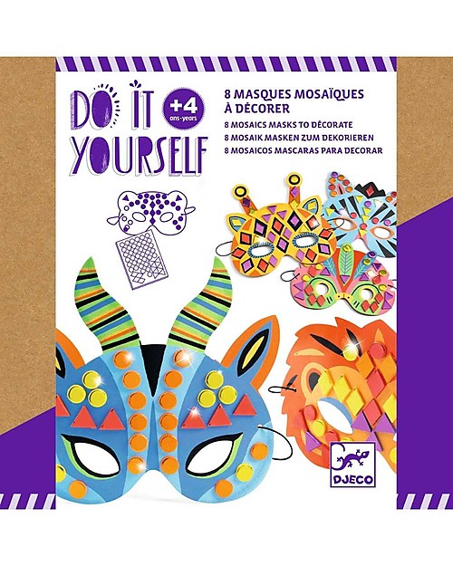 Djeco 8 Mosaic Masks to decorate - From 4 years Creative Toys