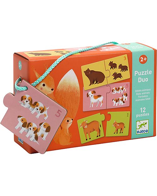 Djeco Animal Babies Duo Puzzle - 12 puzzles - 2+years Puzzles