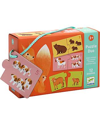 Djeco Animal Babies Duo Puzzle - 12 puzzles - 2+years Puzzles