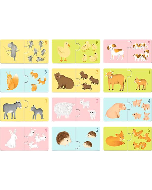 Djeco Animal Babies Duo Puzzle - 12 puzzles - 2+years Puzzles