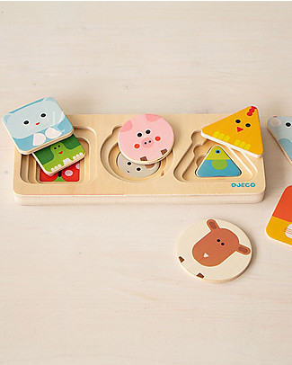 Djeco Animal Basic Wooden Puzzle Wooden Stacking Toys
