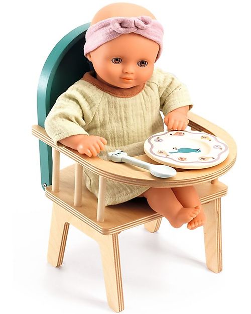 Djeco Baby Chair for Pomea Doll - Aqua Green - 18x20x27,5cm Dolls Accessories