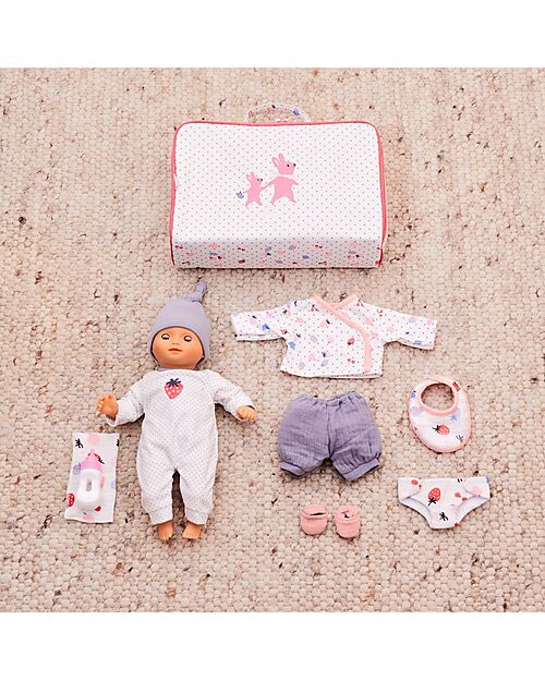 Djeco Baby Vanille Doll and Her Magic Suitcase with All Accessories - Pomea Collection - 32 cm - 18m + Dolls