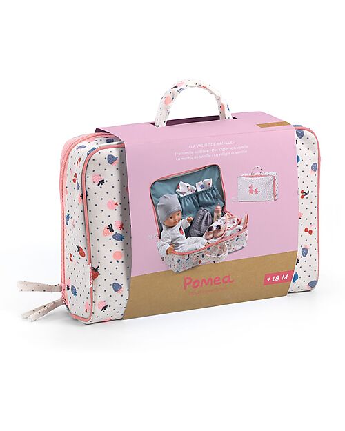 Djeco Baby Vanille Doll and Her Magic Suitcase with All Accessories - Pomea Collection - 32 cm - 18m + Dolls