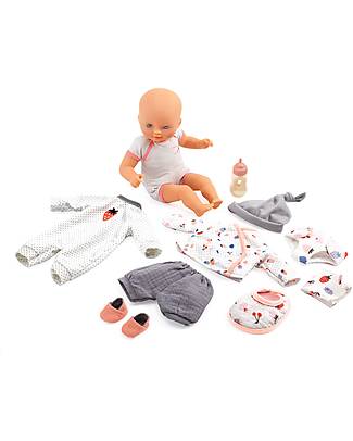 Djeco Baby Vanille Doll and Her Magic Suitcase with All Accessories - Pomea Collection - 32 cm - 18m + Dolls