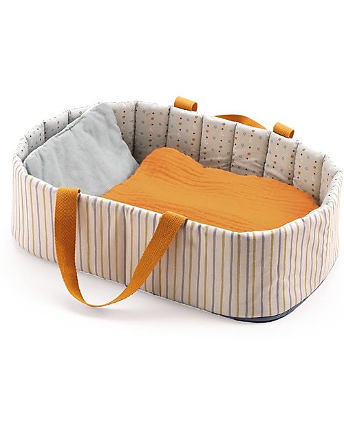 Djeco Bassinet for Pomea Doll in Cotton - 36x22x10cm - Includes Pillow and Blanket Dolls Accessories