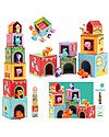 Djeco Blocks for Infants Topanifarm - Includes Blocks + Animals Wooden Blocks and Construction Sets