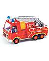 Djeco "Captain Fire" Fire Truck - Metal Vehicle with Suspension, Ladder, and Character Wooden Toy Cars, Trains & Trucks