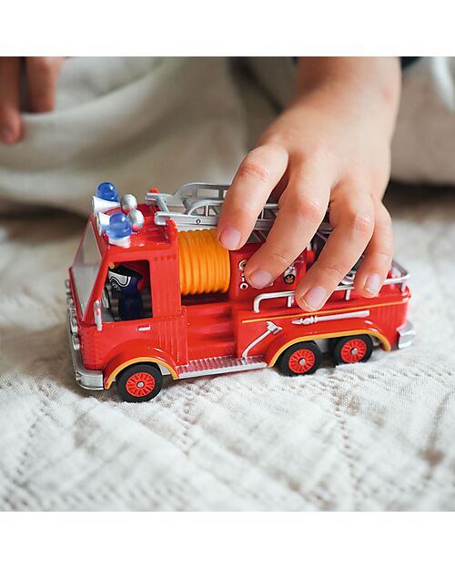 Djeco "Captain Fire" Fire Truck - Metal Vehicle with Suspension, Ladder, and Character Wooden Toy Cars, Trains & Trucks