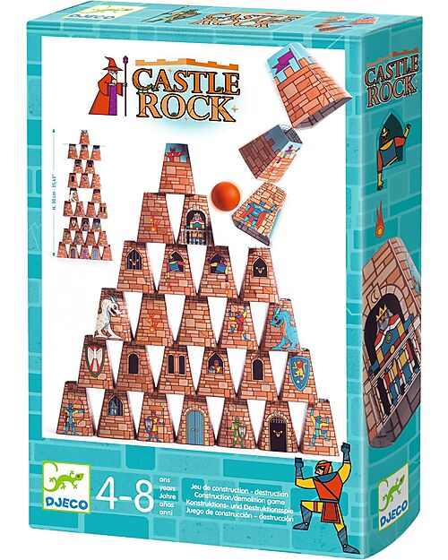 Djeco Castle Challenge - 2-in-1 Building and Knockdown Game - 4+ years Board Games