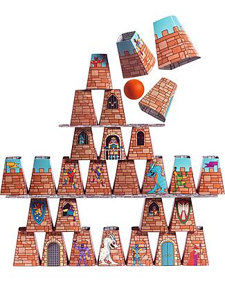 Djeco Castle Challenge - 2-in-1 Building and Knockdown Game - 4+ years Board Games