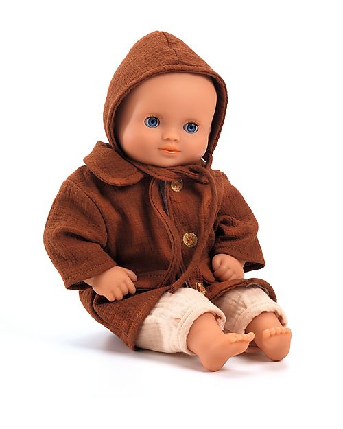 Djeco Coat and Hat for Pomea Doll - Fall - Easy to Wear Dolls Accessories