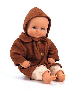 Djeco Coat and Hat for Pomea Doll - Fall - Easy to Wear Dolls Accessories