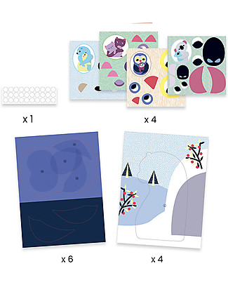 Djeco Collage Activity - Hugs - Animal Scenes Paper & Cardboard
