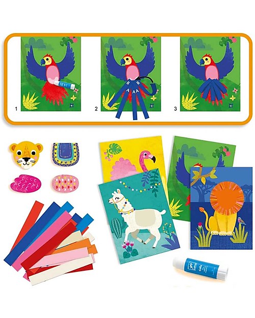 Djeco Collage Activity - Lion and other Animals - From 3 to 6 years Creative Toys