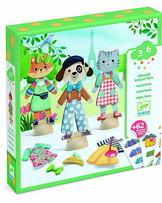 Djeco Collage With Stickers - Bonjour Paris Stickers & Stamps Sets