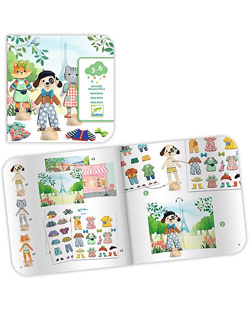 Djeco Collage With Stickers - Bonjour Paris Stickers & Stamps Sets