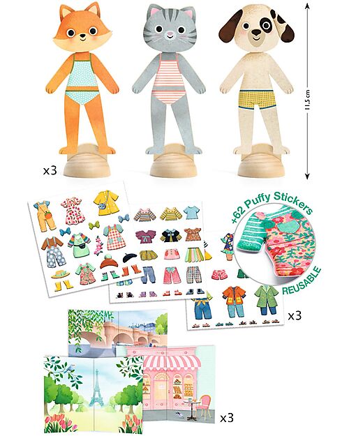 Djeco Collage With Stickers - Bonjour Paris Stickers & Stamps Sets