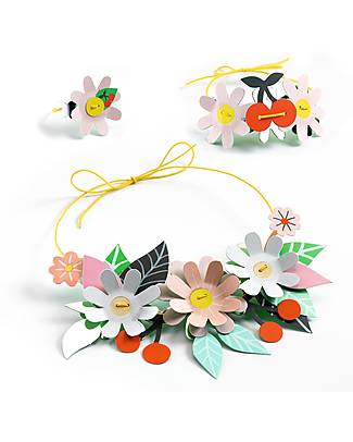 Djeco Coloufun Fun Creative Jewelry Kit - 4 Set Ring Necklace and Bracelet - FSC Certified Paper Art & Craft Kits