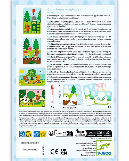 Djeco Colouring Kit - Colouring in the Park - Creative Water Play for Children - 18-m+ Draw And Color