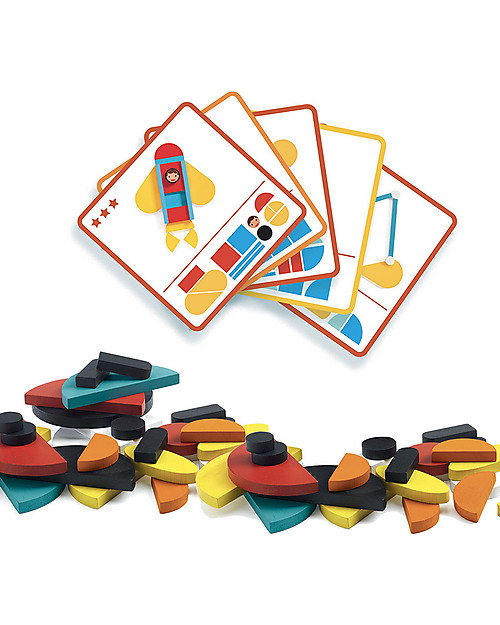 Djeco Constrution Game Ze Geo Vroum - Create Vehicles! Wooden Blocks and Construction Sets