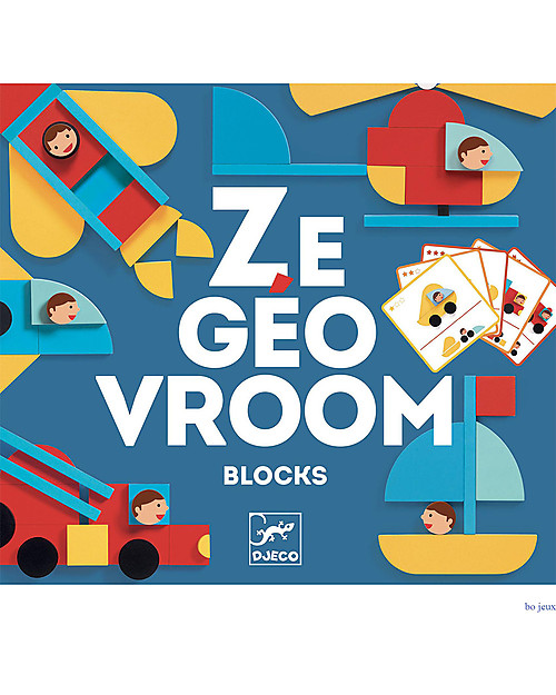 Djeco Constrution Game Ze Geo Vroum - Create Vehicles! Wooden Blocks and Construction Sets