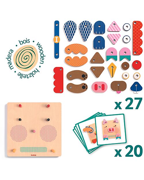 Djeco CreaFaces - Create Animal Faces - Stimulates Concentration Creative Toys