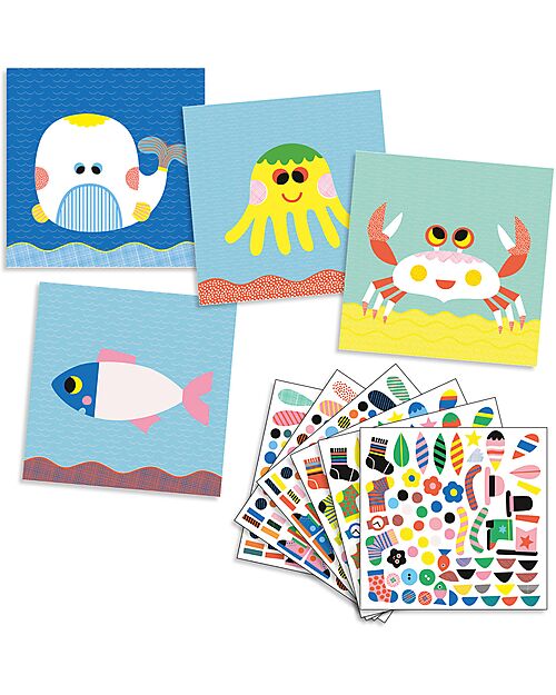 Djeco Create with Stickers - Sea Animals - Over 400 Stickers - 3+ Years Stickers & Stamps Sets