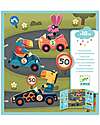 Djeco Creative Kit with Repositionable Stickers - Cars - with FSC® Certified Paper Stickers & Stamps Sets