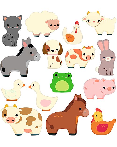 Djeco Creative Kit with Repositionable Stickers - Farm Animals - 18m+ Stickers & Stamps Sets